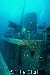 Diver fins above Rozi Wreck Companionway.
Malta.
Nik V... by Mike Clark 